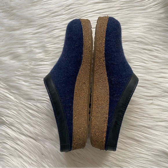Haflinger GZL Leather Trim Grizzly Clogs 39 Navy - Picture 11 of 12